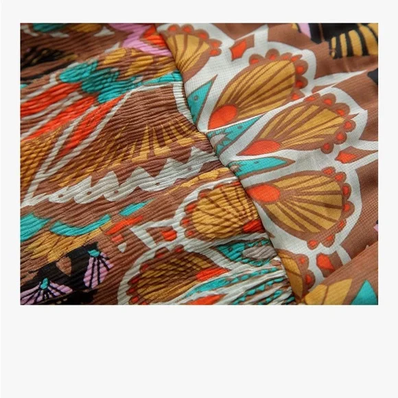 Floral Bohemian A-Line Maxi Skirt - Picture 3 of 5